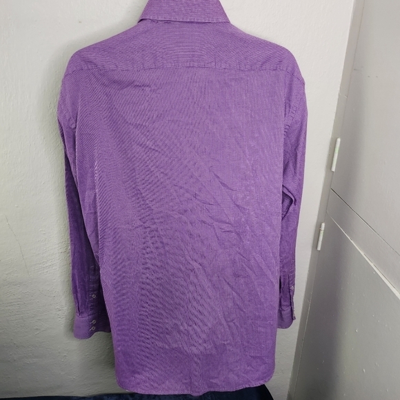 Hugo Boss Regular Fit Easy Iron Button Down Men Long Sleeve Shirt Size 17 Purple - Picture 11 of 11